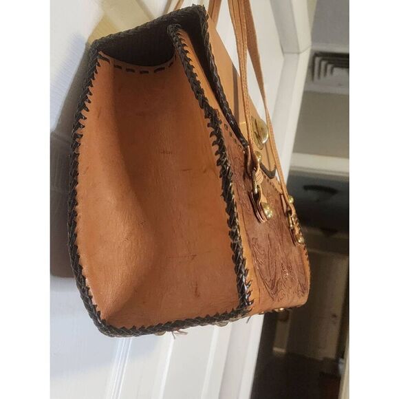 Vintage tooled Leather Hand Bag - Picture 3 of 8
